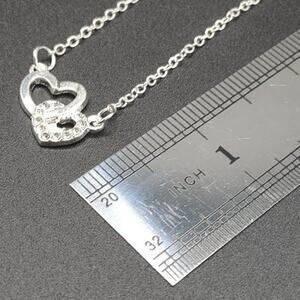 Silver Plated Necklace Hearts Combined CZ Diamonds Anniversary Birthday Gift NEW